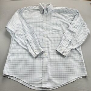 Brooks Brothers Mens 16.5-35 White Grid Supima Oxford Traditional Fit Shirt